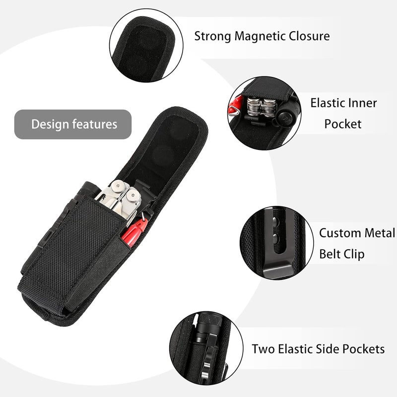 QEES Multitool Sheath,EDC Pouch,Multi Tool Holster for Belt,EDC Belt Organizer for Pen/Flashlight/Folding Knife,Tactical Tool Pouch Accessories,Knife Sheath for Wave Surge Raptor Case,Belt Pouch for Men - Image 2